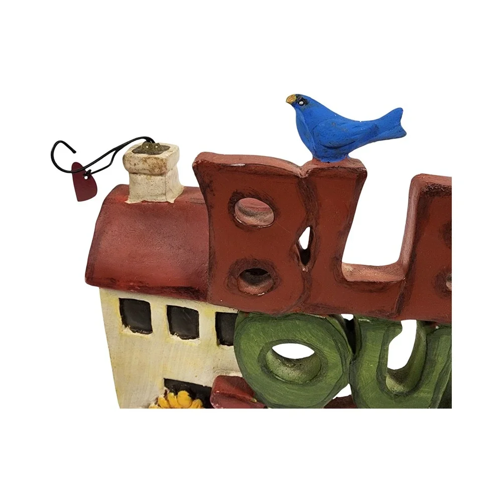 Rustic Bless Our Home Resin Tabletop Sign‎ House Sunflower Bluebird Decor 7in